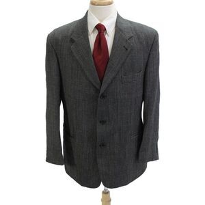 Pierre Cardin Paris Mens Wool Check Suit Jacket Dark Gray Size 42